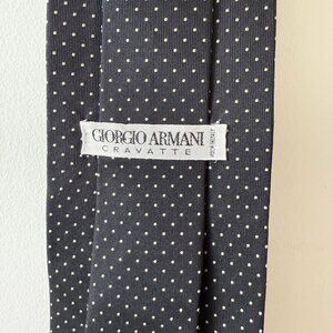 Giorgio Armani Italy Men's Black & White Small Polka Dot Silk Neck Tie 3.75"
